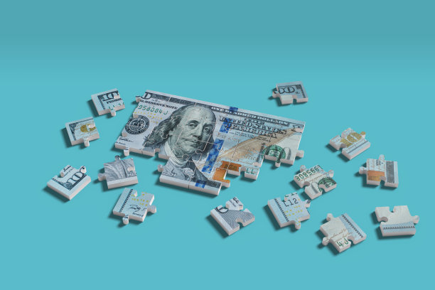 一百美元拼图。3 d演示。图片下载