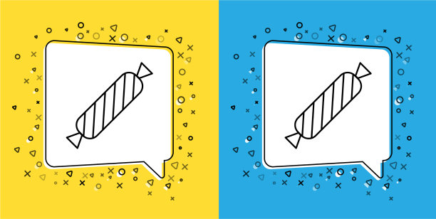 设置线糖果图标隔离在黄色和蓝色图片下载