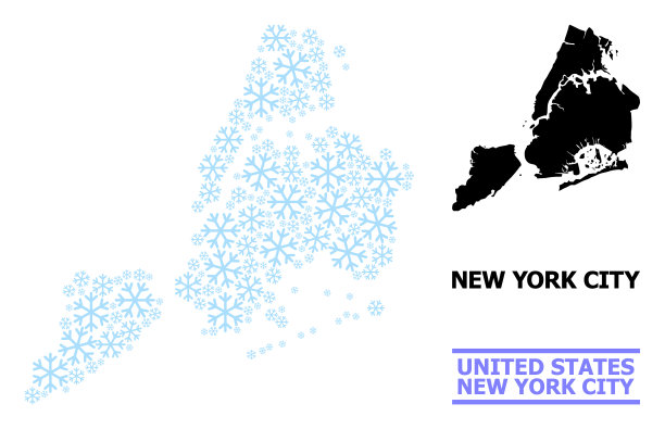 圣诞拼贴地图与雪纽约市图片下载