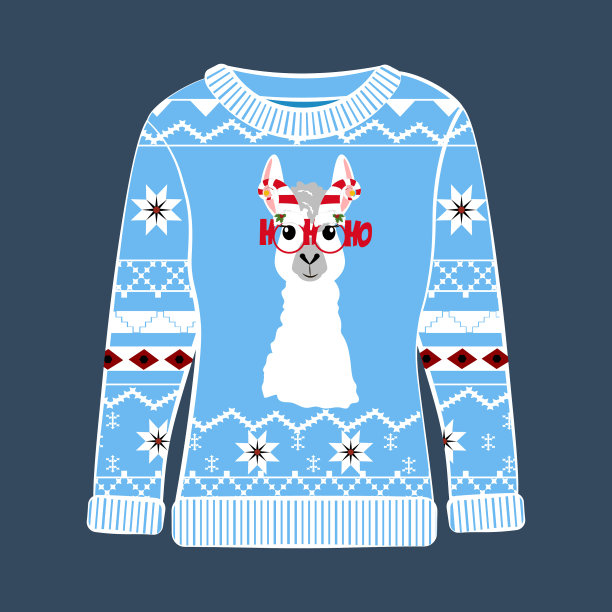 圣诞晚会丑陋的毛衣和美洲驼图片下载