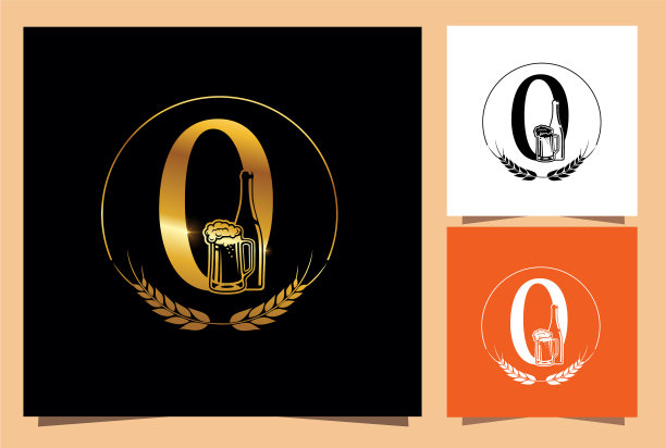 黄金玻璃和瓶装啤酒数字0图片下载