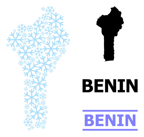新鲜的拼贴地图贝宁雪花图片下载
