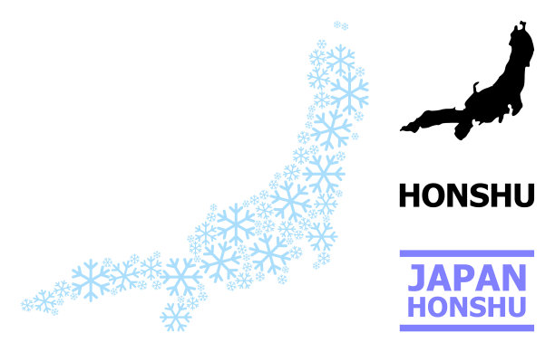 冬季拼贴地图本州岛与雪图片下载