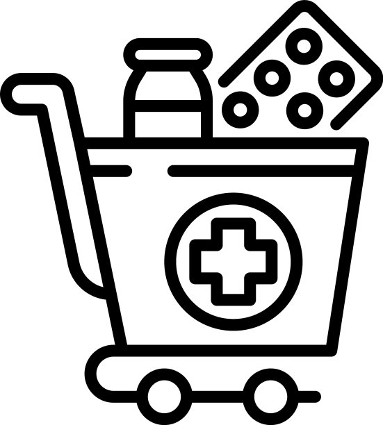 药品手推车图标轮廓风格图片下载