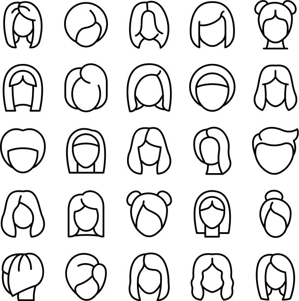 假发图标设置轮廓风格图片下载