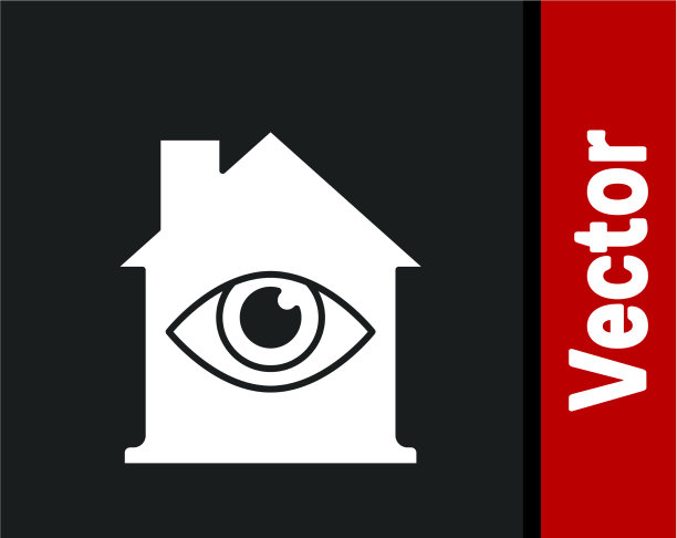 白宫与眼睛扫描图标孤立在黑色图片下载