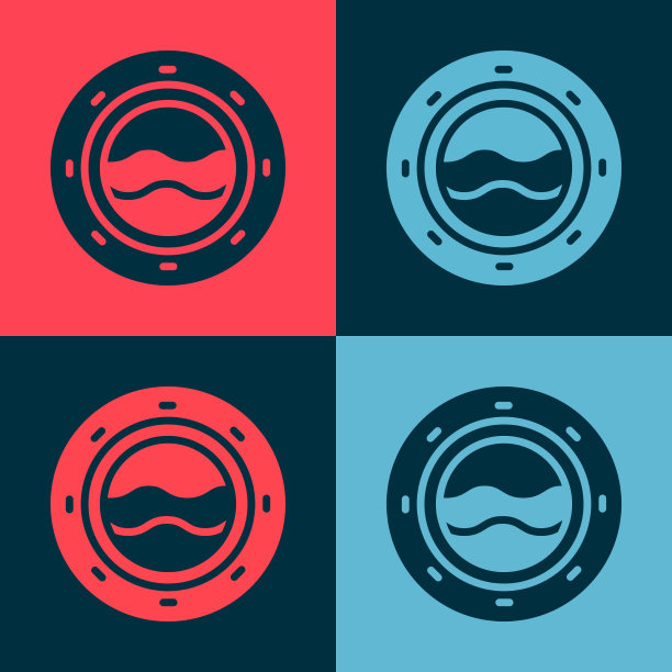 波普艺术船舷窗与铆钉和海景图片下载