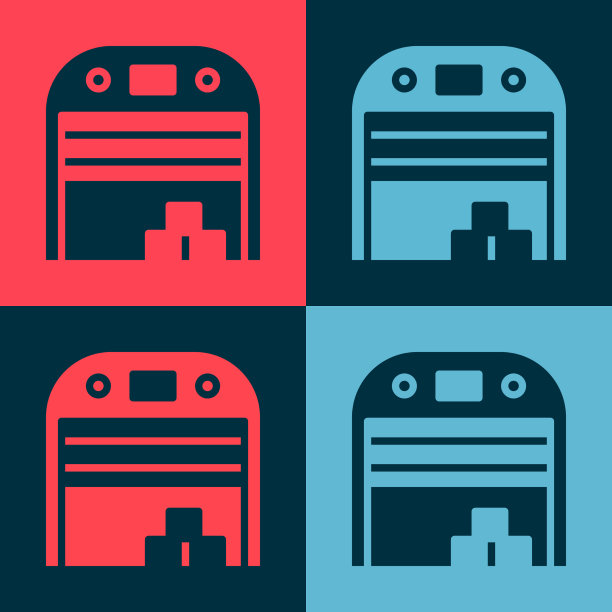 波普艺术飞机机库图标孤立的颜色图片下载