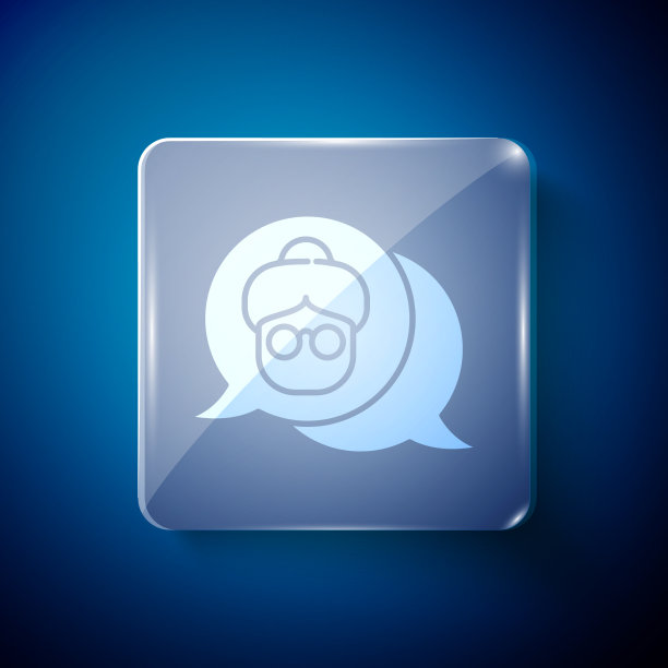 白色祖母图标孤立在蓝色背景图片下载