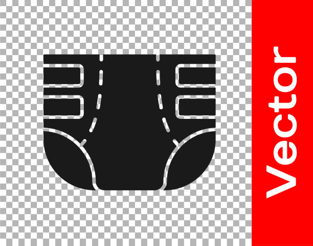 黑色成人纸尿裤图标隔离透明图片下载