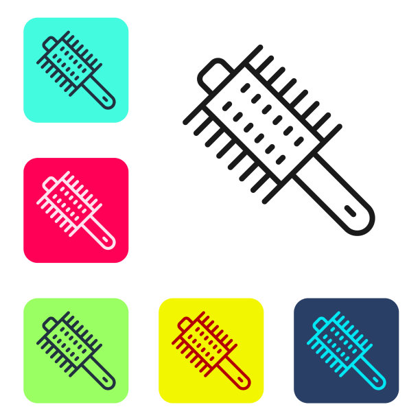 黑色线毛刷图标孤立在白色上图片下载