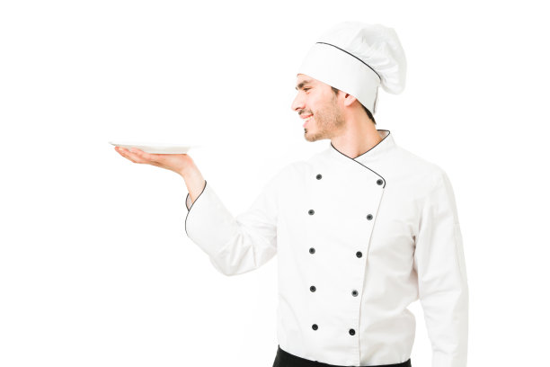 快乐的专业厨师正在制作新的餐厅菜单图片下载