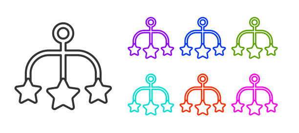 黑线倒钩挂玩具图标孤立上图片下载