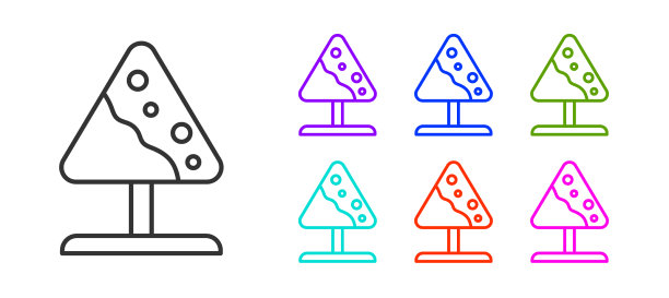 黑线路标路标雪崩图标孤立上图片下载