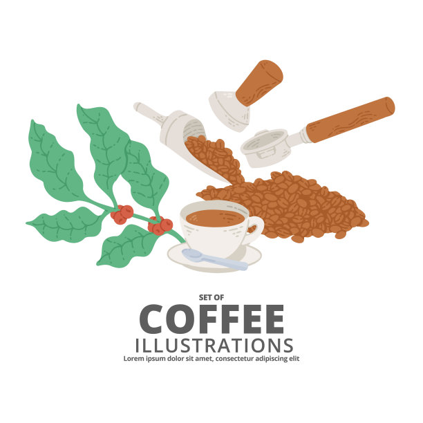 咖啡插图平面风格的数字或印刷媒体。图片下载