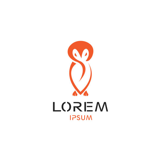 简单的猫头鹰标志用树叶和颜色象征大自然图片下载