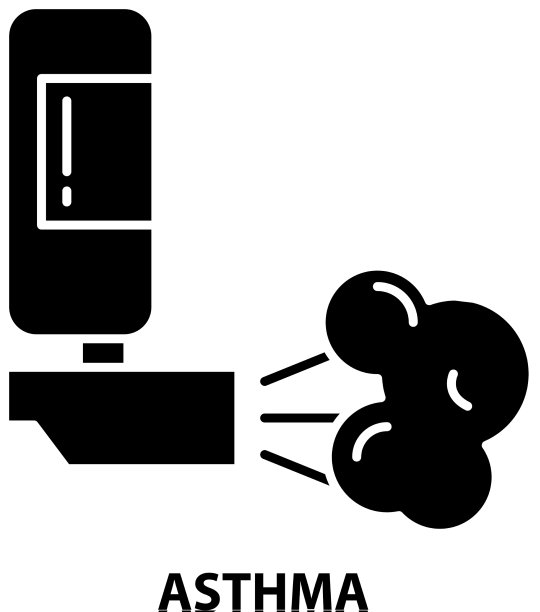 哮喘图标黑色标志与可编辑图片下载