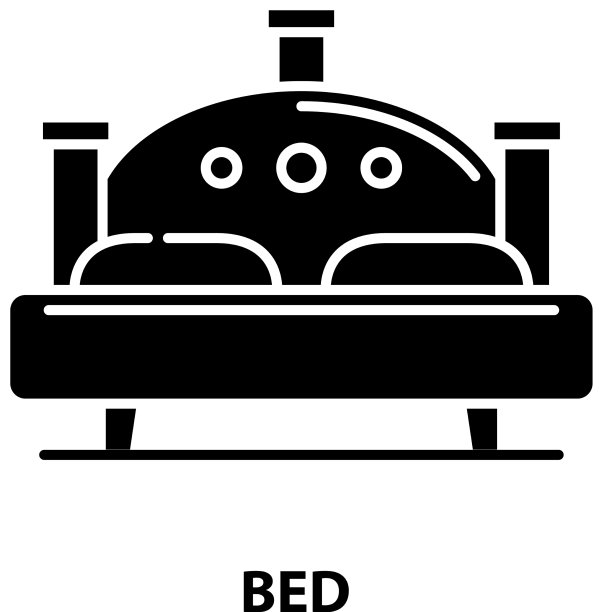 床图标黑色标志与可编辑的笔触图片下载