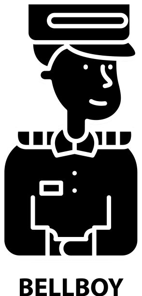 侍者图标与可编辑的黑色标志图片下载