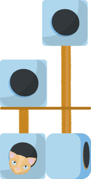 可爱有趣的米色猫躺在猫树猫树图片下载