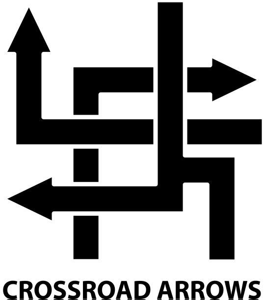 十字路口带有黑色箭头标志图片下载