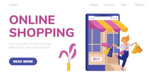 网上购物网站横幅或登陆页面模板平面矢量插图。图片下载