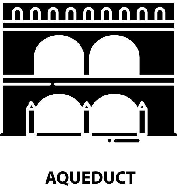 水渠图标黑色标志与可编辑图片下载