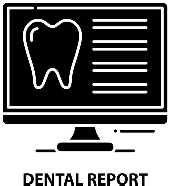 牙科报告图标黑色标志与图片下载
