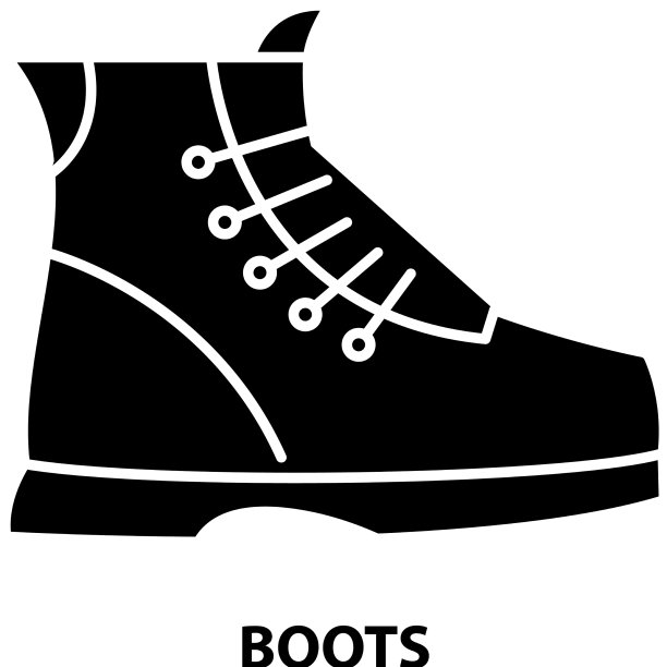 靴子图标黑色标志与可编辑图片下载
