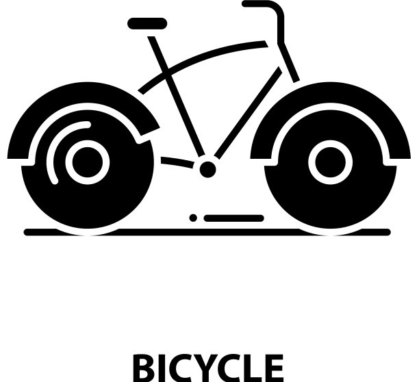 自行车图标黑色标志与可编辑图片下载