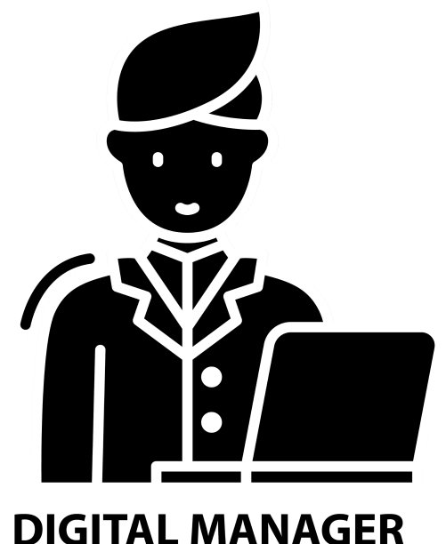 数字经理图标与黑色标志图片下载