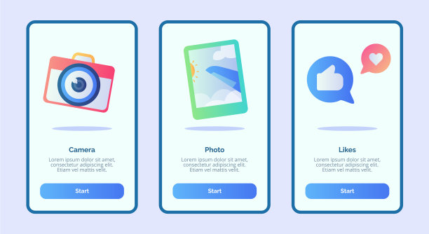 相机照片喜欢的移动应用程序模板图片下载