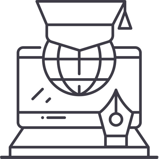 在线学校图标线性孤立图片下载
