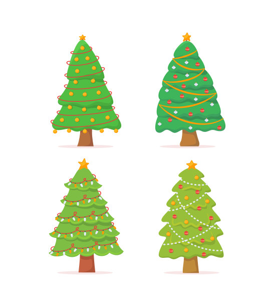 圣诞树集手绘白色图片下载