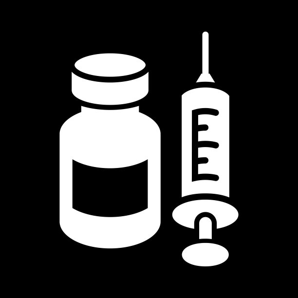 疫苗图标。注射用医用小瓶和注射器，背景隔离。医学概念，COVID-19疫苗接种。矢量插图。图片下载