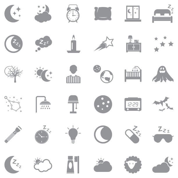 晚上图标。灰色的平面设计。矢量插图。图片下载