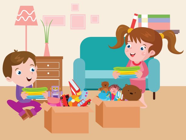 兄弟姐妹和财产在纸板卡通2d图片下载