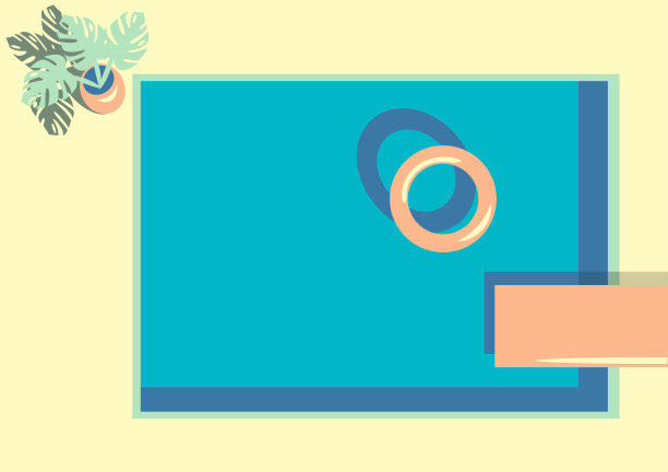 游泳池俯视图的矢量插图图片下载