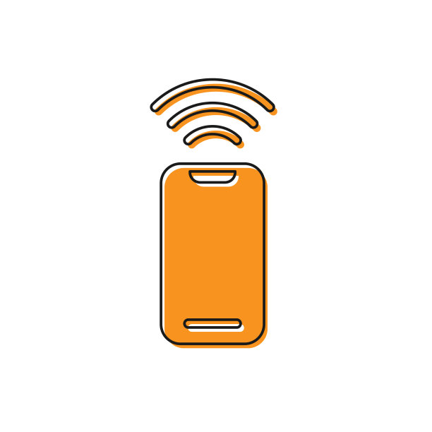 橙色无线智能手机图标孤立在白色图片下载