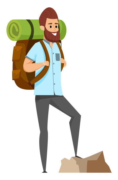 男人徒步旅行或攀登，运动爱好，风险向量图片下载