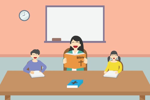 主日学校活动2D平面矢量图片下载