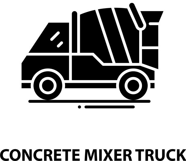 混凝土搅拌车图标用黑色标示图片下载