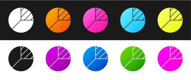 设置饼图信息图图标隔离在黑色和白色背景。图图表的迹象。向量图片下载