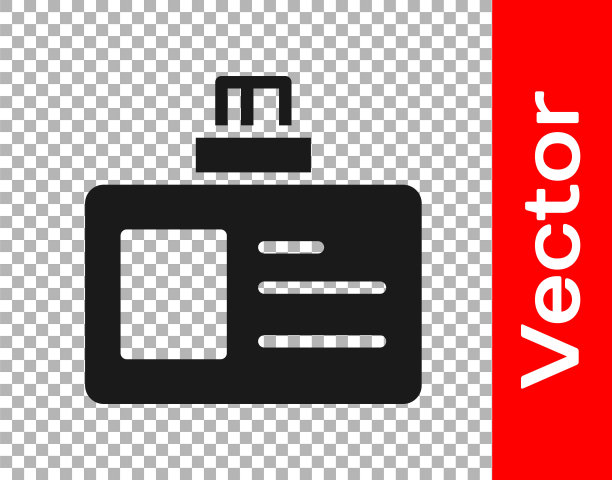 黑色识别徽章图标隔离在透明的背景。它可以用于展示，公司的身份，广告。向量图片下载