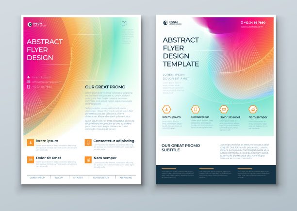 液体抽象传单设计。流体动态图形元素的现代宣传册，横幅，海报，传单或演示模板与线模式背景。彩色流传单框架插图。图片下载