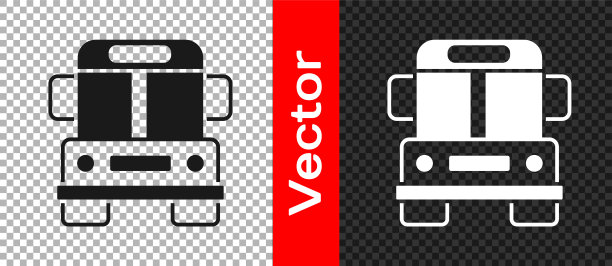黑色校车图标隔离在透明的背景。公共交通的象征。向量图片下载
