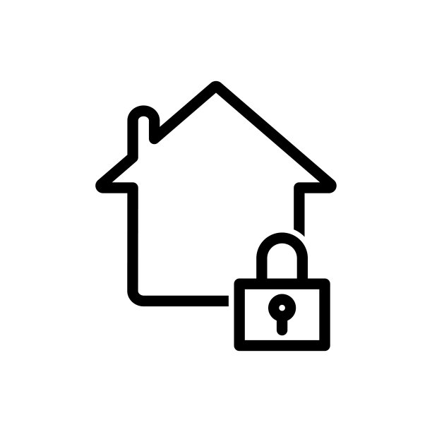 家居保护圆形线图标股票插图图片下载