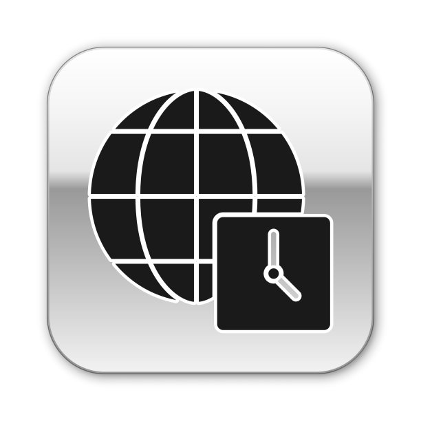 黑色世界时间图标孤立在白色背景上图片下载