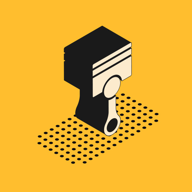 等距发动机活塞图标隔离黄色图片下载