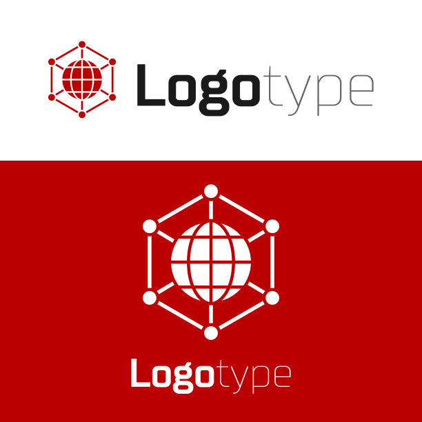 红色全球科技或社交网络图标图片下载